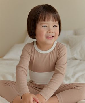 마카롱 배앓이(브라운) 모달 골지 실내복