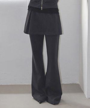 Pintuck Skirt Pants Charcoal