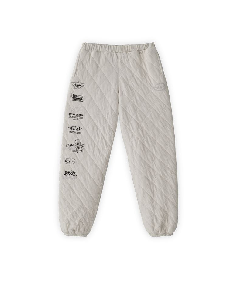 Gauze cotton wadding pants in cream