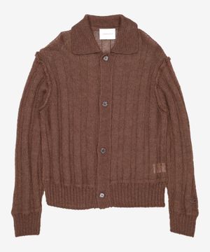 Kid mohair shirts collared cardigan_Umber L