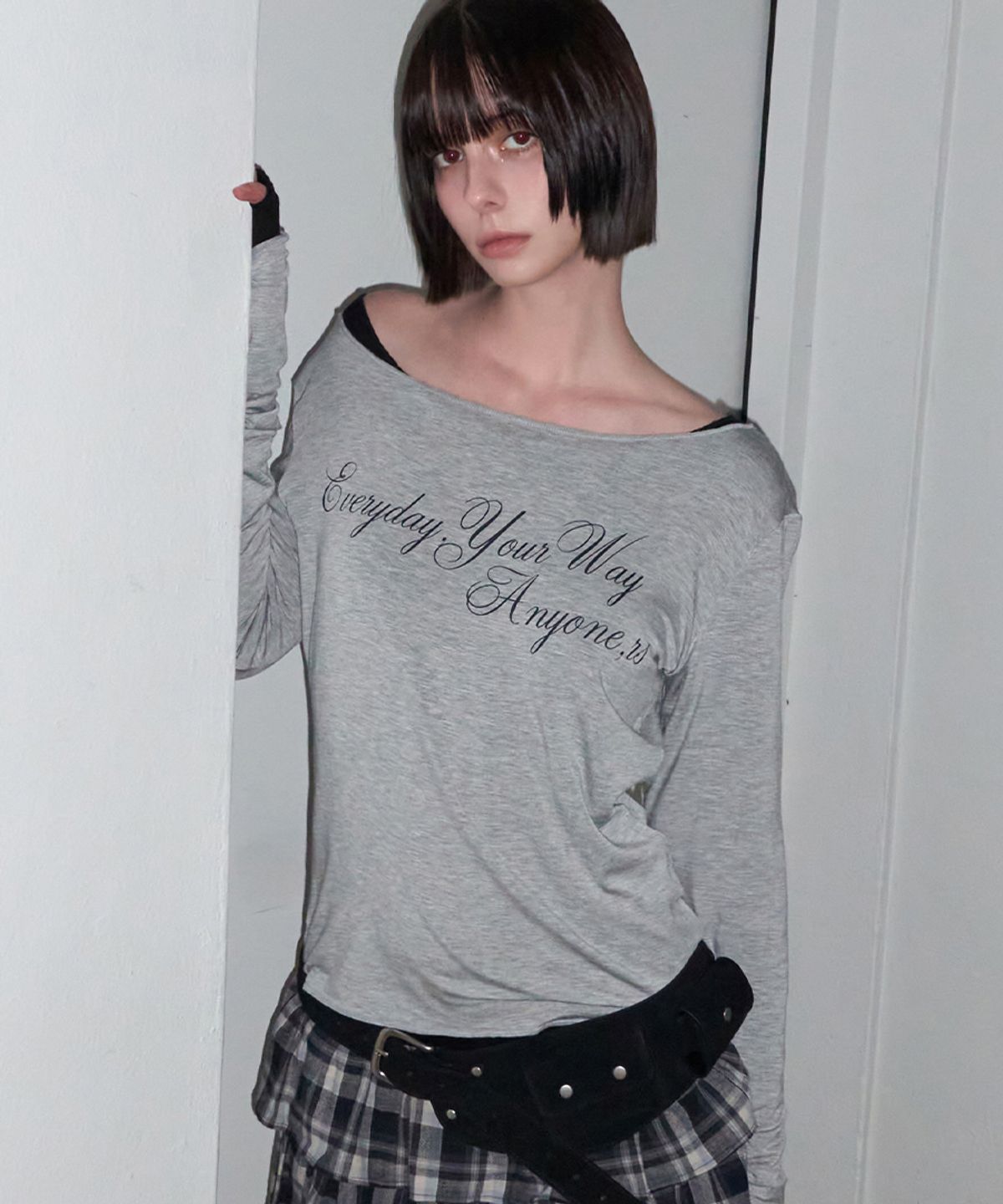 렌세(RENSE) Everyday Your Way Graphic T-Shirt Melange Gray