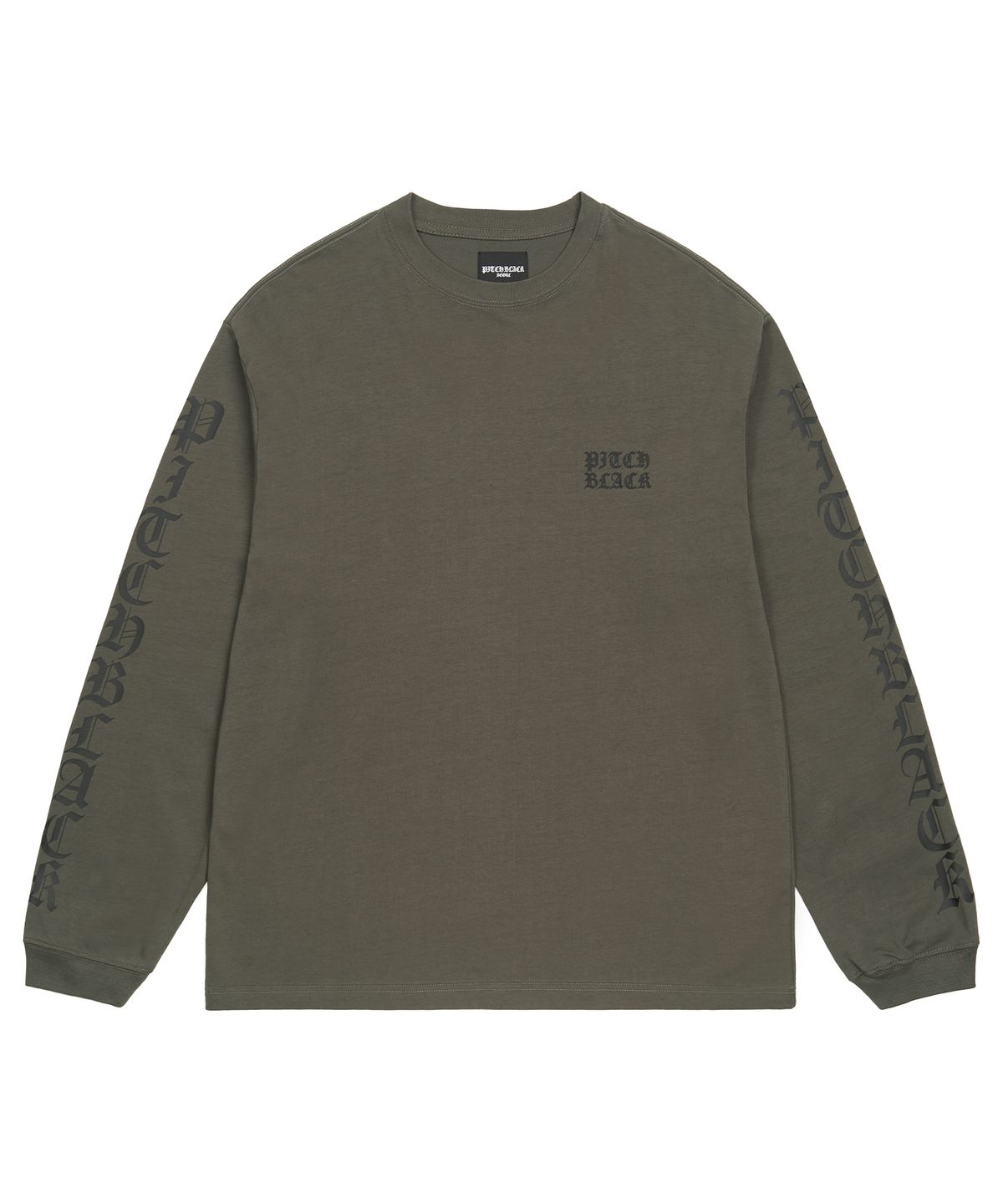 피치블랙(PITCHBLACK) BASIC LOGO LONG SLEEVE TEE (KHAKI GREEN)
