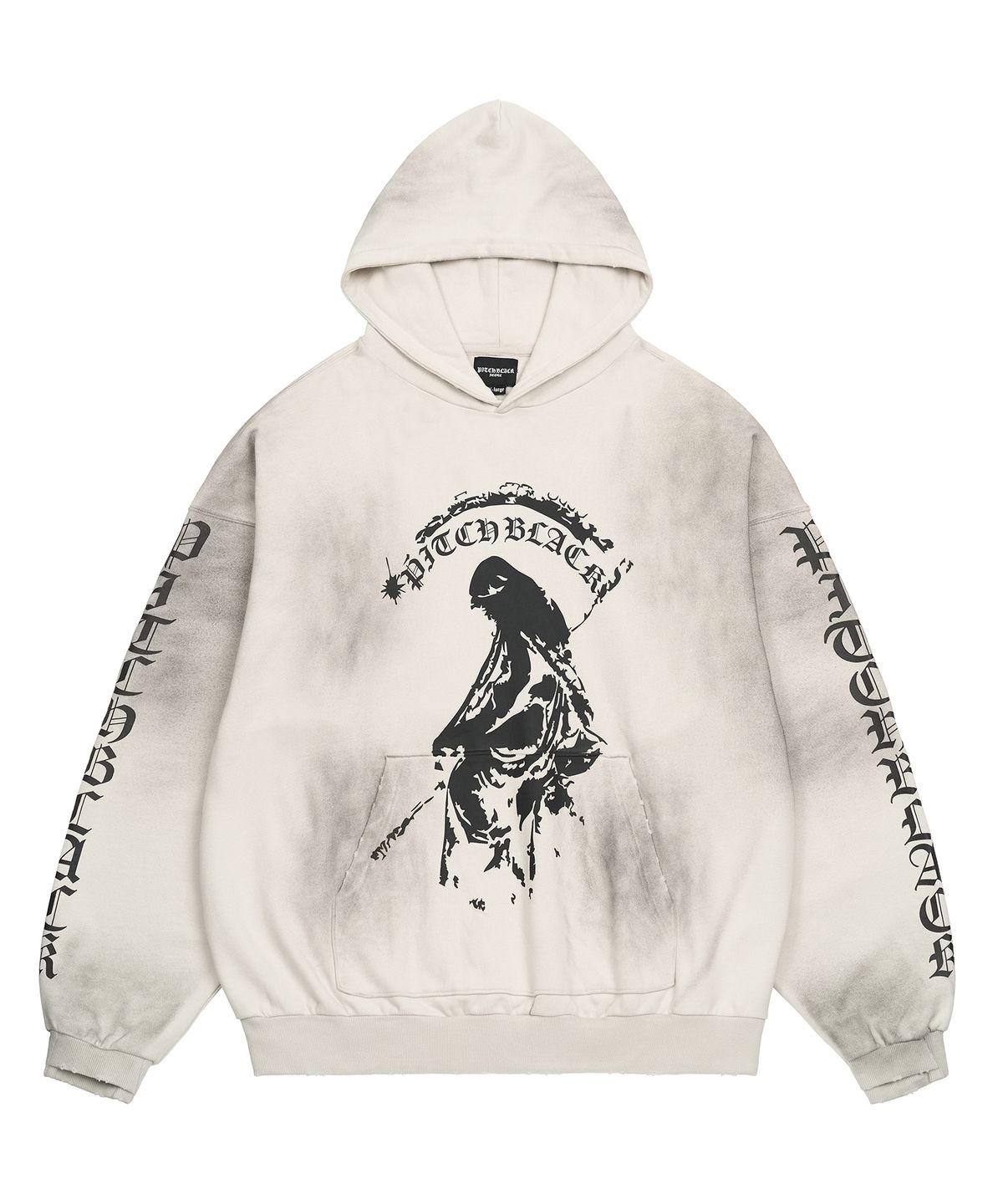 피치블랙(PITCHBLACK) DIRTY WHITE PRINTING HOODIE (WHITE)