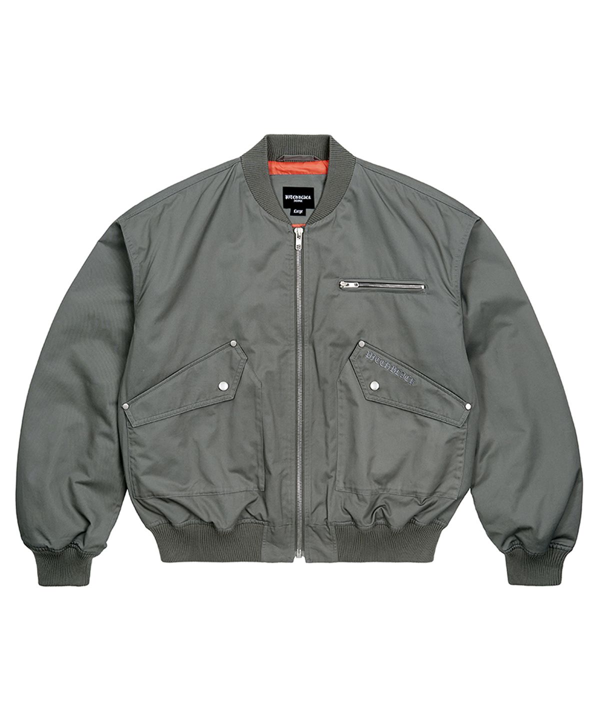 피치블랙(PITCHBLACK) UTILITY POCKET LOGO FLIGHT JARCKET (GREY)