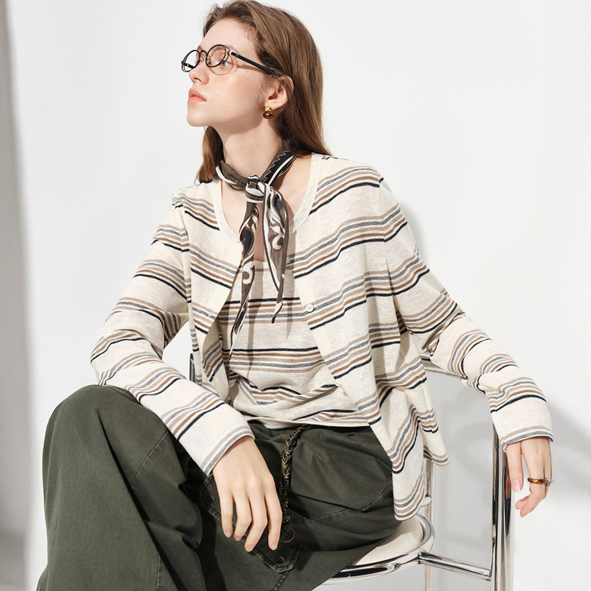 웬스데이딜라잇(WEDNESDAY DELIGHT) WD_Stripe camisole and cardigan set