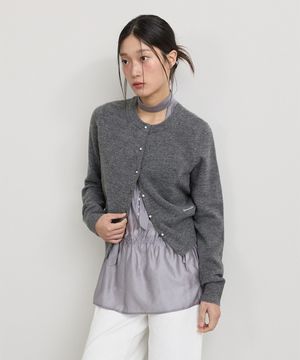 시그니처 펄 버튼 가디건 GR