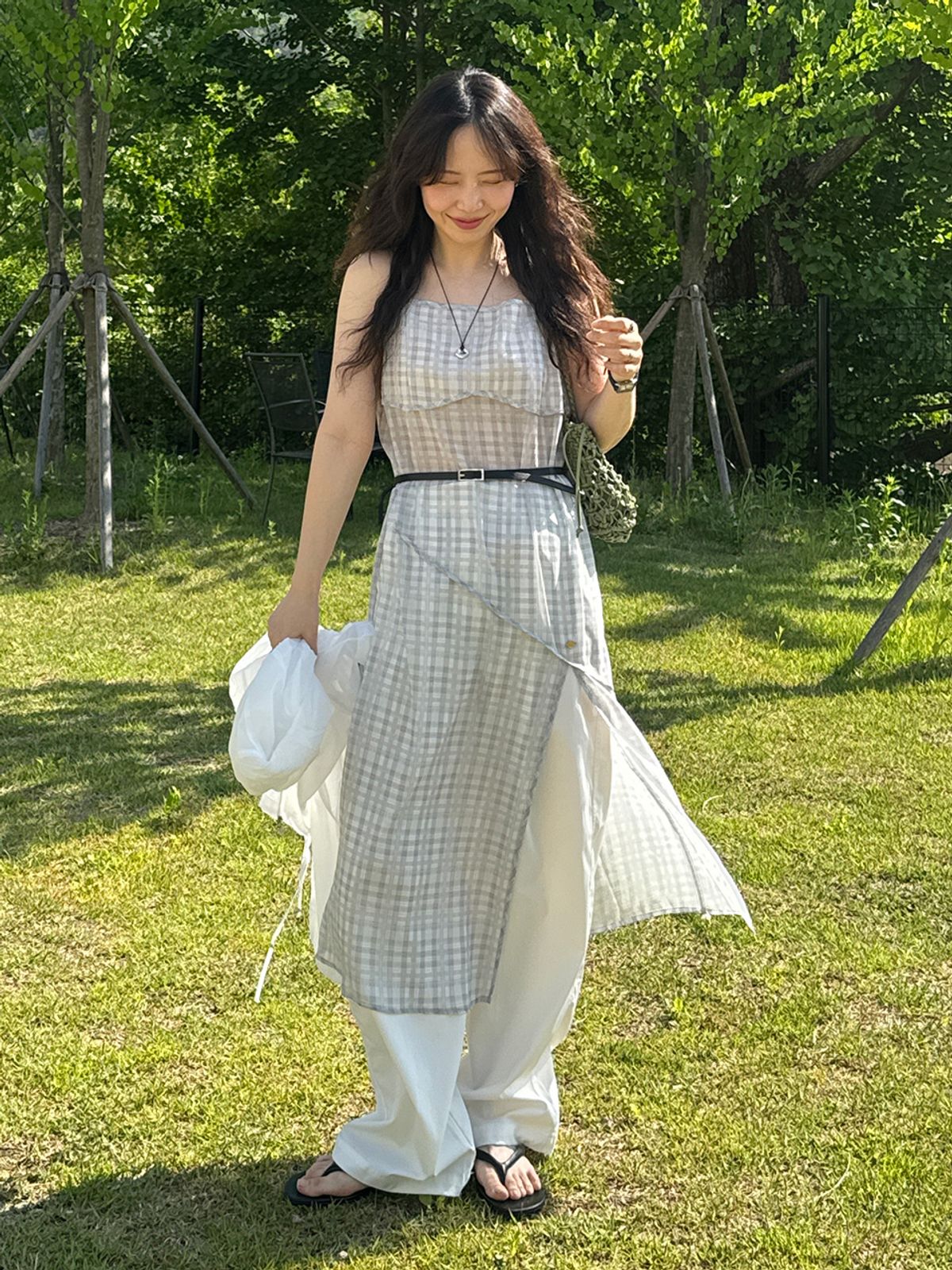 티메이커(TMAKER) 쉬어 레이어드 롱 원피스 CLG