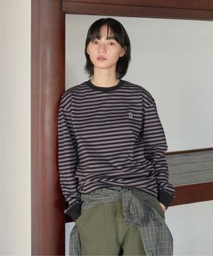 베이직 스트라이프 롱슬리브 차콜