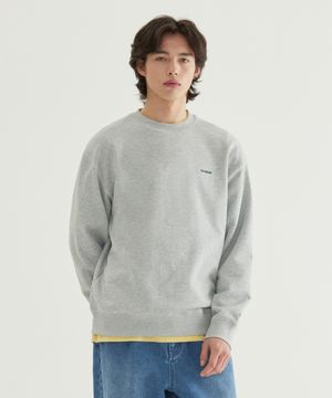 스몰 로고 맨투맨 멜란지 그레이