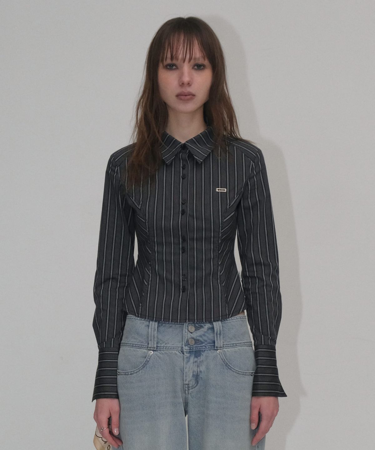 오디너리 홀리데이(ORDINARY HOLIDAY) MULTI STRIPE SLIM FIT SHIRT [BLACK]