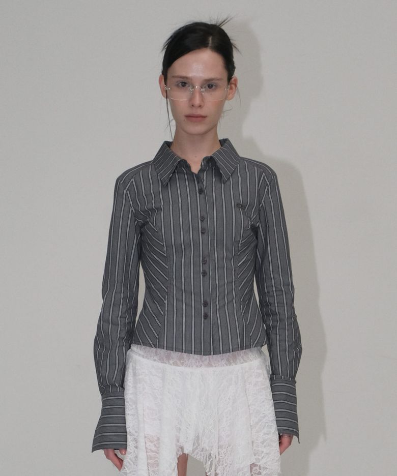 MULTI STRIPE SLIM FIT SHIRT [CHARCOAL]