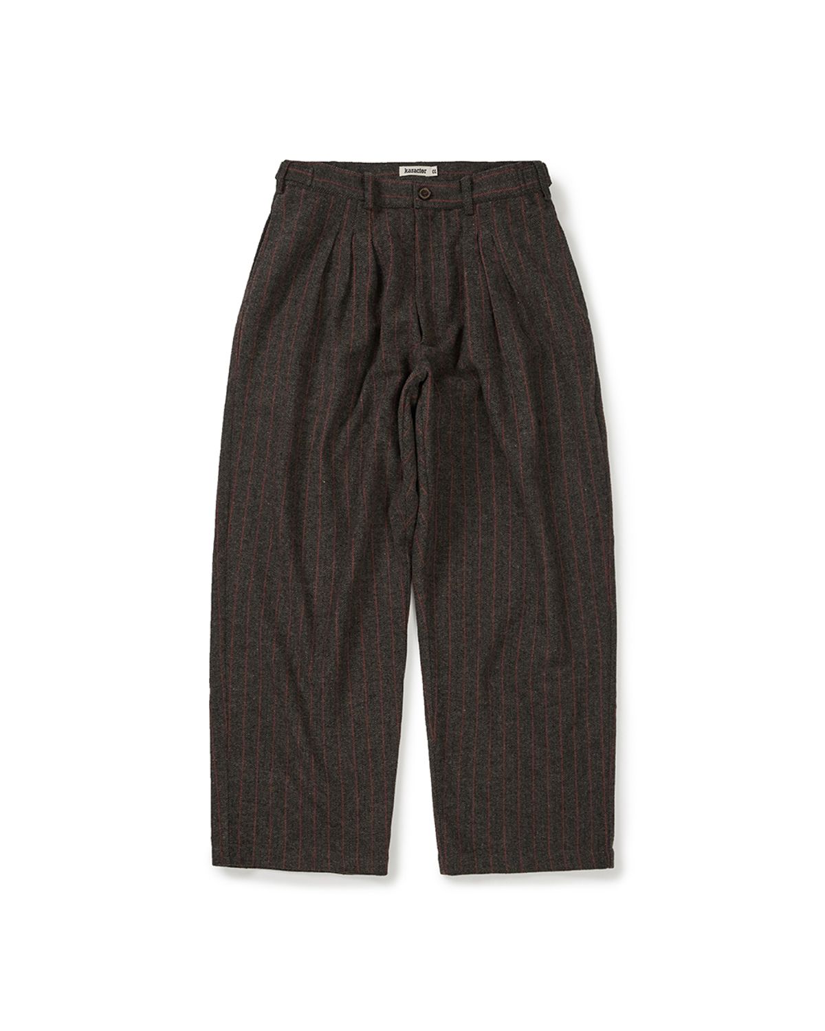 카락터(KARACTOR) Wool herringbone pleat pants / Brown