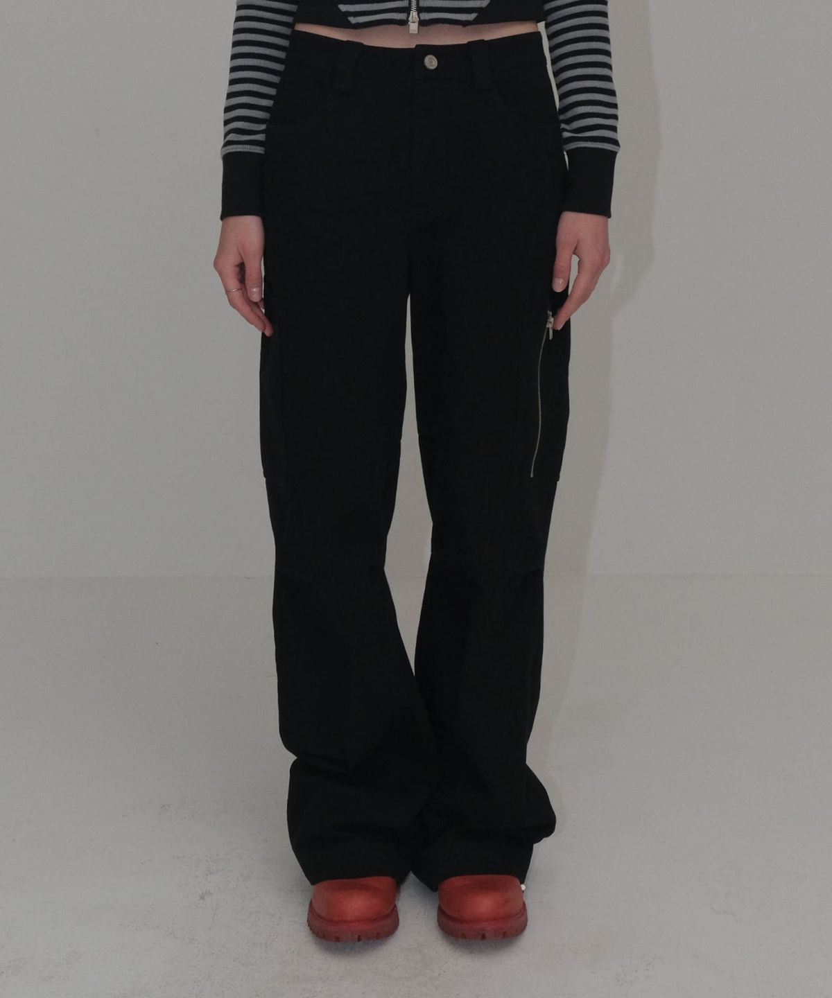 오디너리 홀리데이(ORDINARY HOLIDAY) WASHING COTTON CARGO PANTS [BLACK]