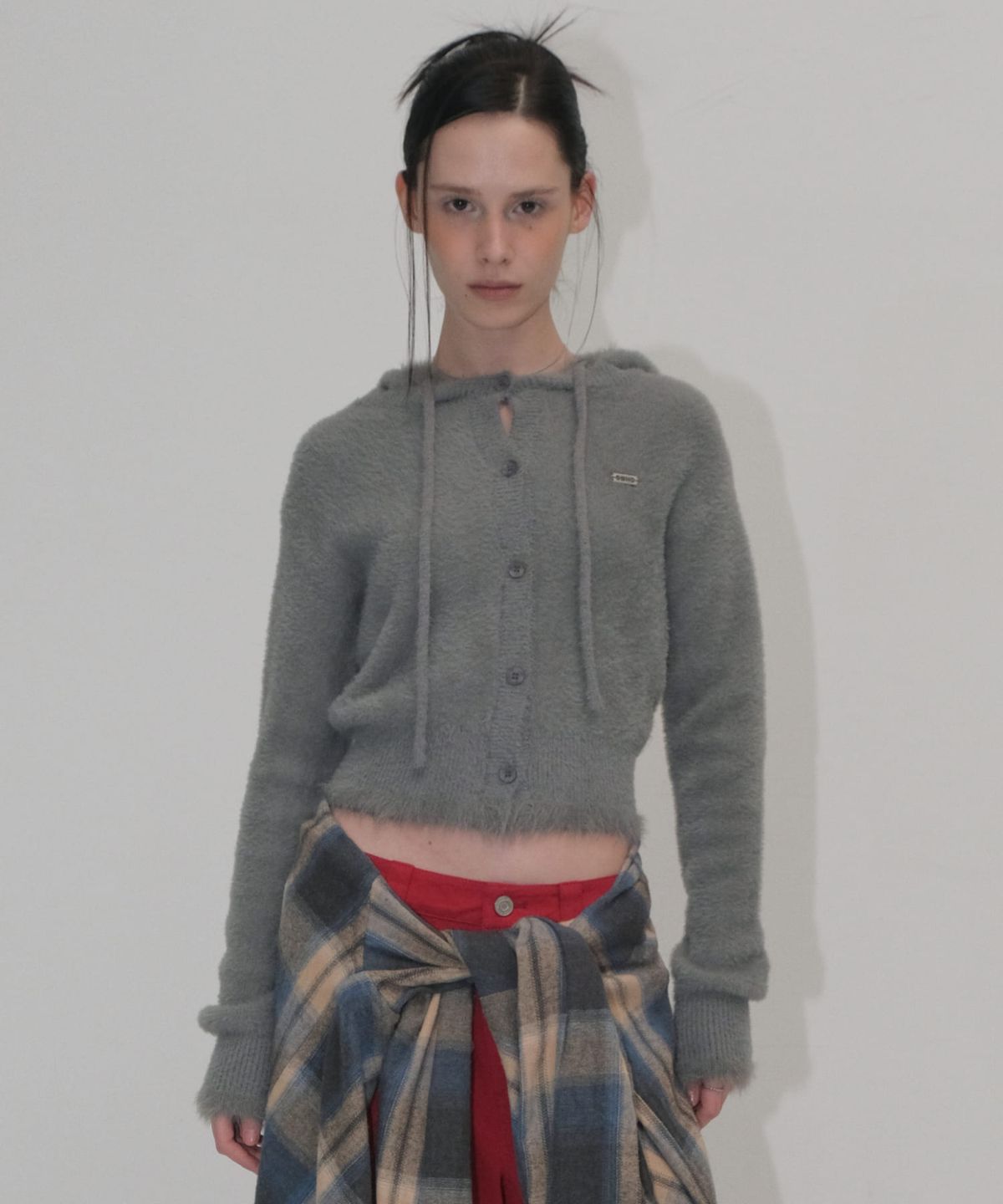 오디너리 홀리데이(ORDINARY HOLIDAY) HOOD HAIRY CARDIGAN [GRAY]
