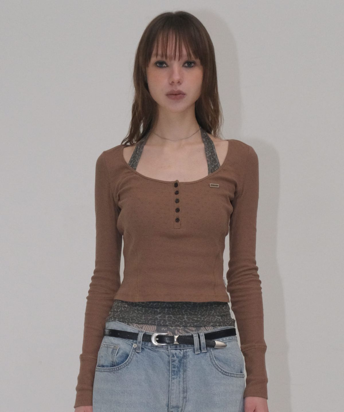 오디너리 홀리데이(ORDINARY HOLIDAY) HALTER LAYERED SET [BROWN]