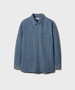 드리즐 린넨 데님 셔츠 MBL