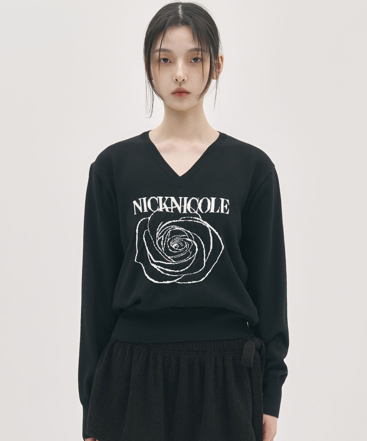 닉앤니콜(NICK&NICOLE) NICOLE ROSE JAQUARD PULLOVER KNIT_BLACK