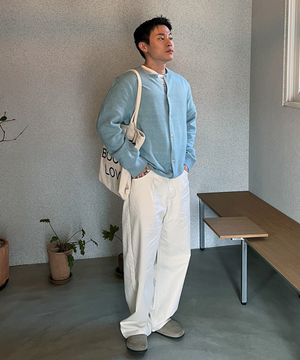 폴리시드 세미 와이드 원 턱 팬츠 CR