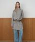 STRIPE SHIRRING HOODIE DRESS_IVORY/GREY