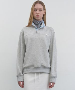 COOKIE & CREAM HALF-ZIP SWEAT_WHITE MELANGE