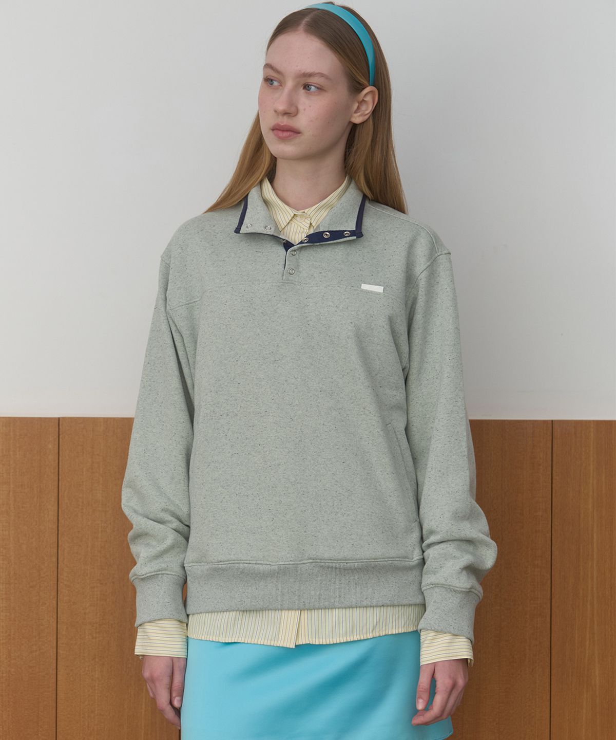 마조네(MA JOURNEE) COOKIE & CREAM HALF-ZIP SWEAT_MINT