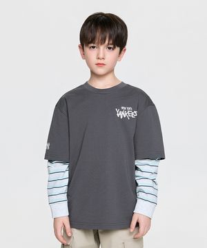 스트릿 베이직 레이어드 긴팔 티셔츠 NY (Charcoal Grey)
