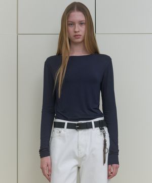 BASIC BOAT NECK TOP_NAVY