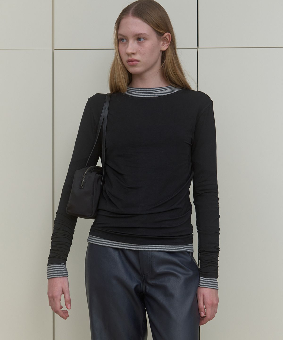 마조네(MA JOURNEE) BASIC BOAT NECK TOP_BLACK