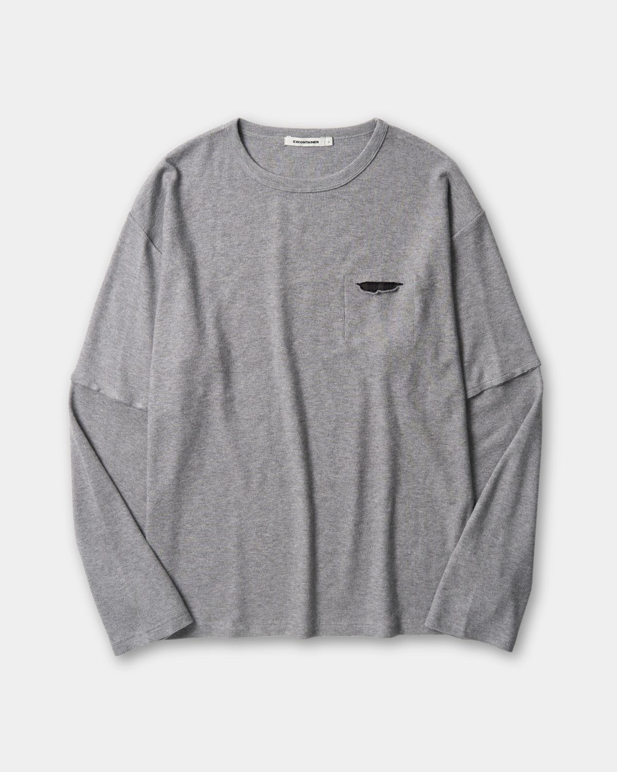 엑스컨테이너(EXCONTAINER) 히든 레이어 포켓 롱 슬리브(GREY)