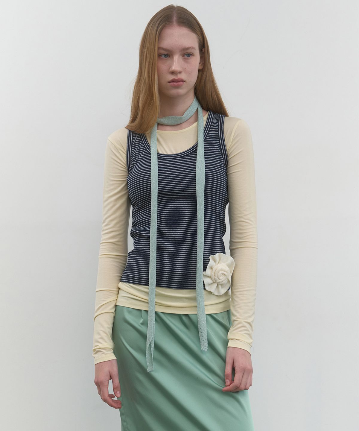 마조네(MA JOURNEE) BASIC BOAT NECK TOP_YELLOW