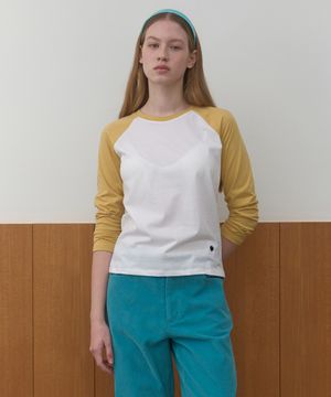 SINGLE RAGLAN T-SHIRT_WHITE/YELLOW