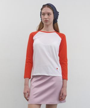 SINGLE RAGLAN T-SHIRT_WHITE/ORANGE