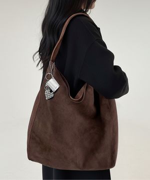 남녀공용 멜로우 스웨이드 호보 빅 숄더백 브라운