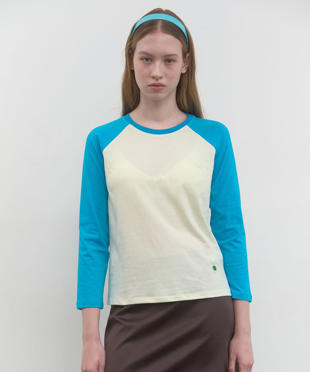 마조네(MA JOURNEE) SINGLE RAGLAN T-SHIRT_MINT/BLUE