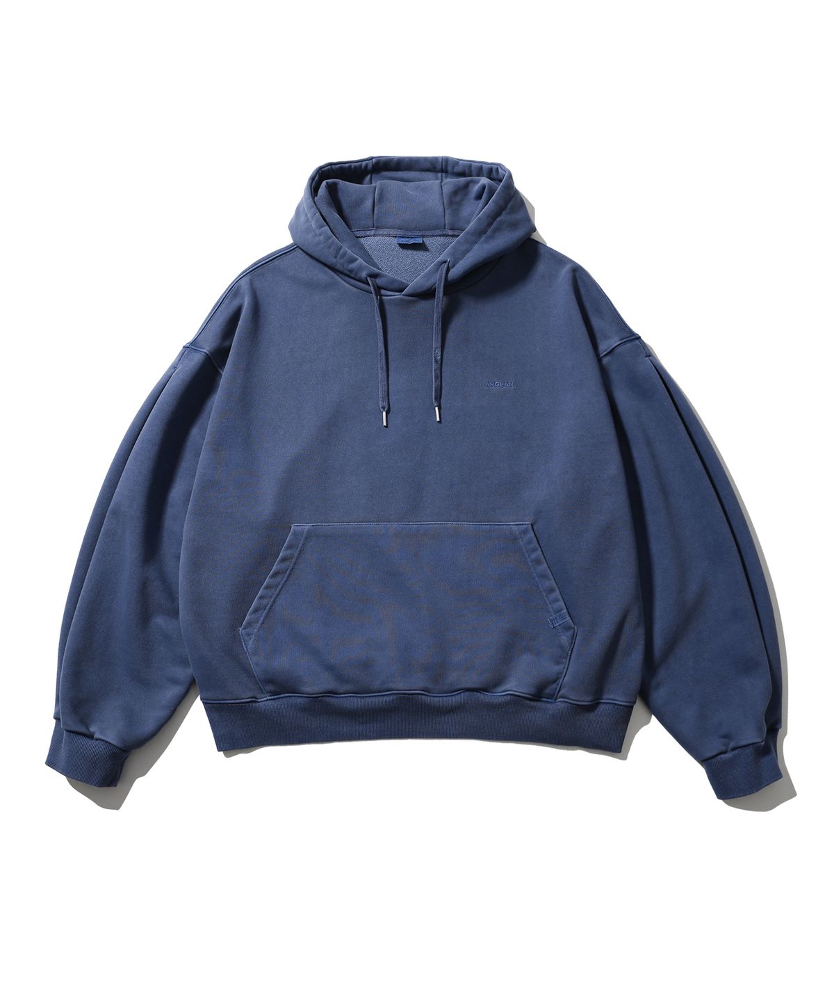앵글런(ANGLAN) Valley Tuck Sweat Balloon Hoodie - Washed Blue