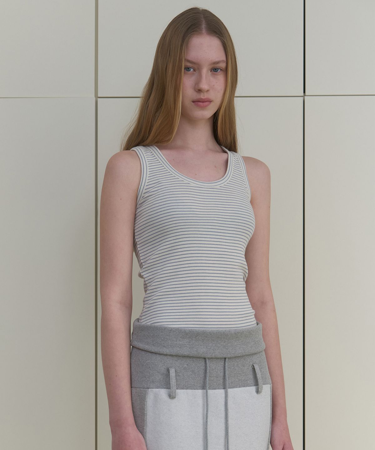 마조네(MA JOURNEE) STRIPE SLEEVELESS TOP_WHITE/BLUE