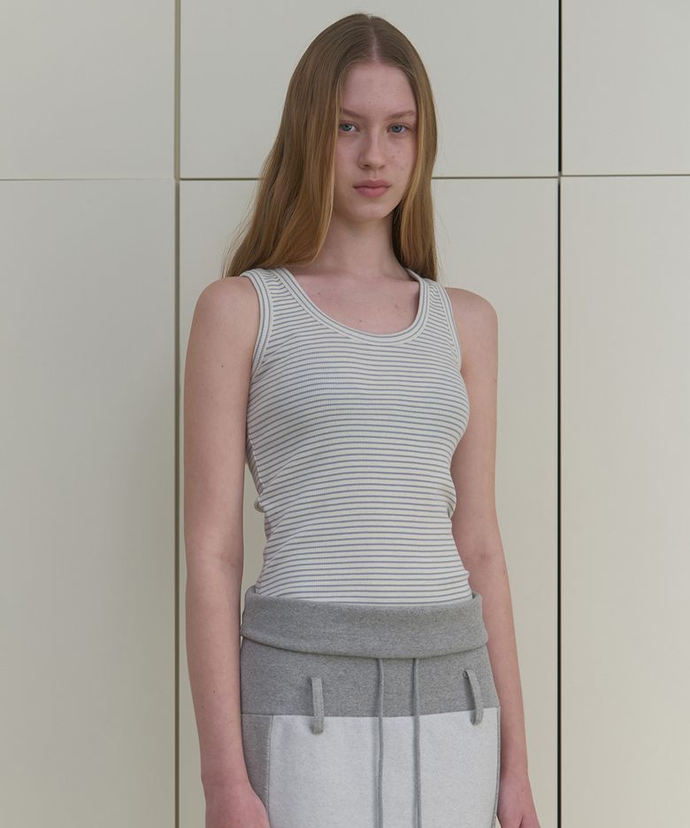 STRIPE SLEEVELESS TOP_WHITE/BLUE