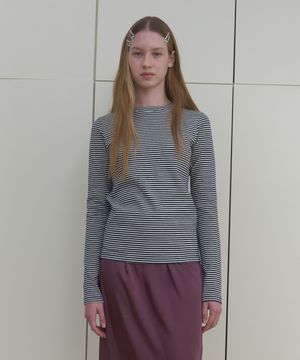 STRIPE LONG SLEEVE T-SHIRT_NAVY/WHITE