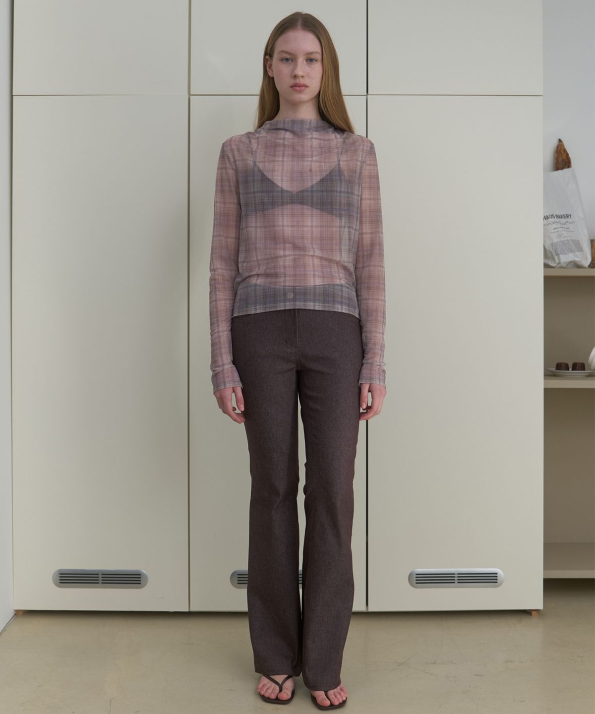 마조네(MA JOURNEE) LOW-RISE BOOTCUT PANTS_BROWN