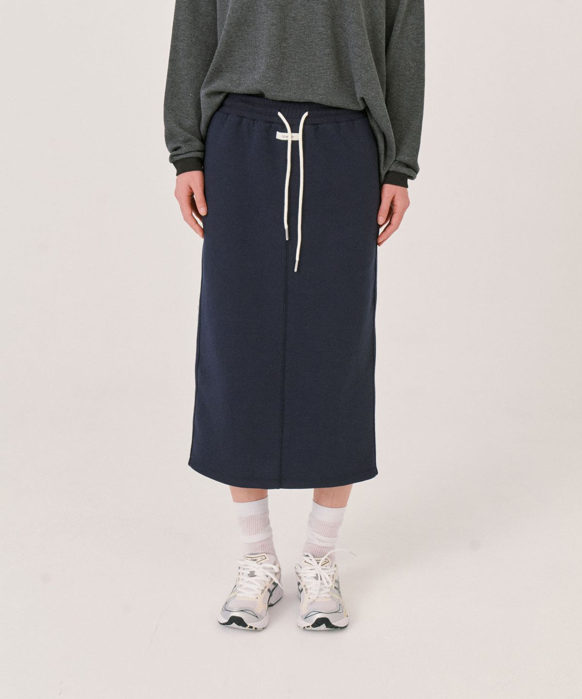 그라스플랜(GRASPLAN) Basic banding skirt_Navy