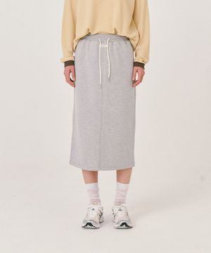 Basic banding skirt_Melange Gray