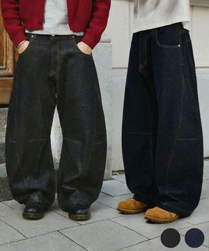 커브드 다트 논페이드 생지 데님 팬츠[2COLORS]