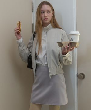 SATIN MINI SKIRT_GREIGE