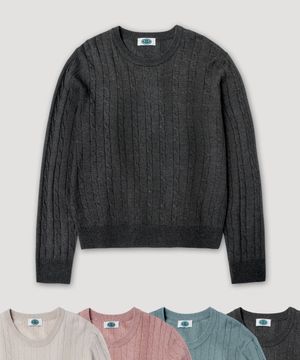 남녀공용 소프트 라운드넥 케이블 니트 [4 COLOR]_ZZ5SW013