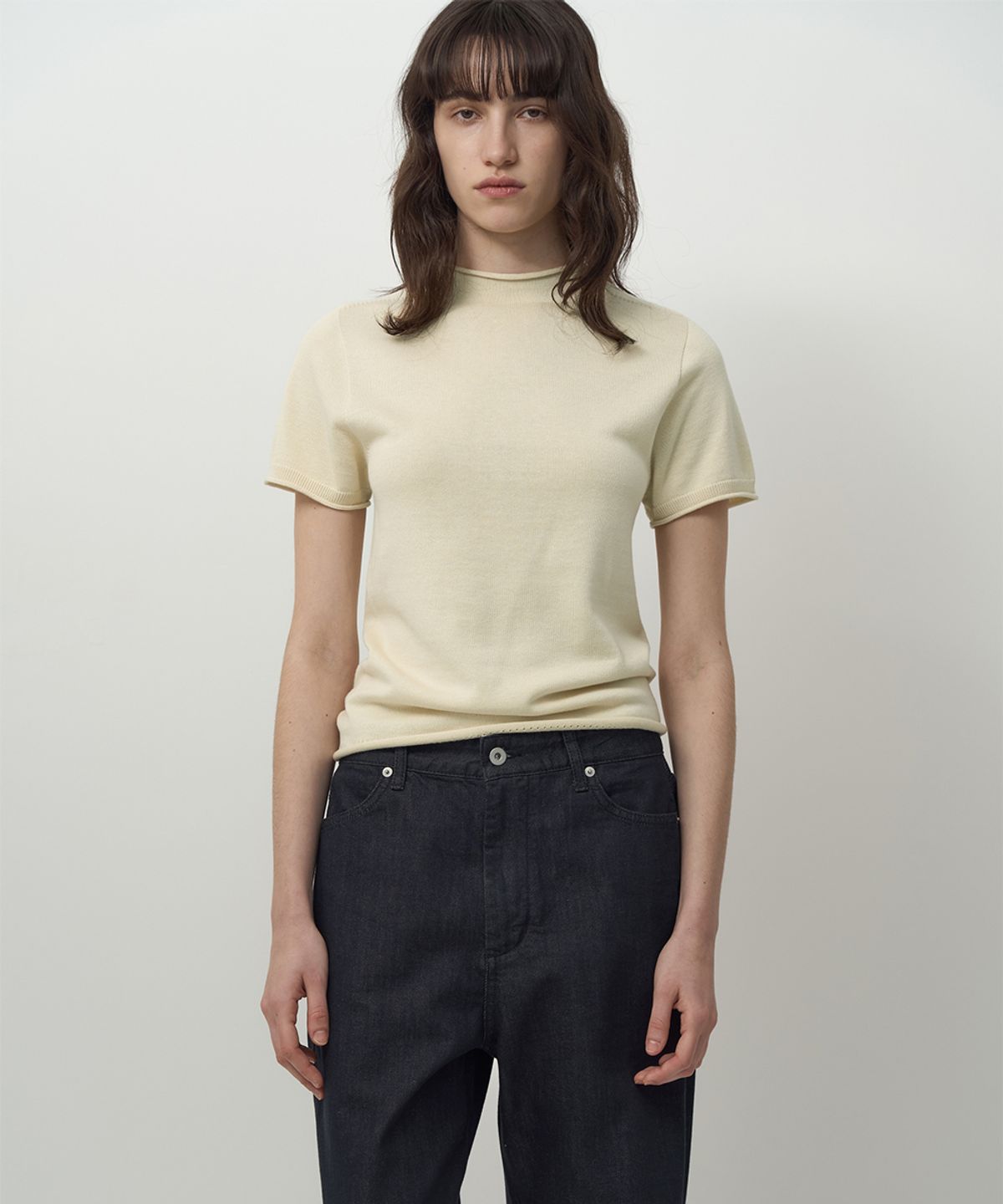 러프사이드 화이트라벨(ROUGH SIDE WHITE LABEL) Whole Garment Half Knit Ecru