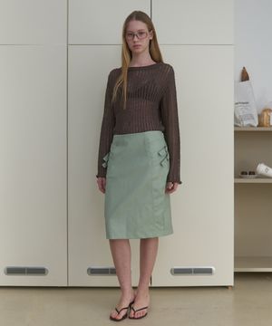 BUCKLE LEATHER SKIRT_MINT