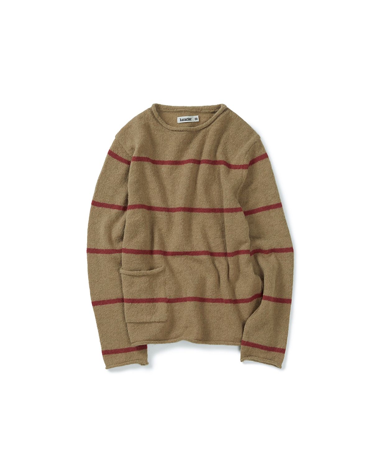 카락터(KARACTOR) Roll-up stripe pocket knit / Beige