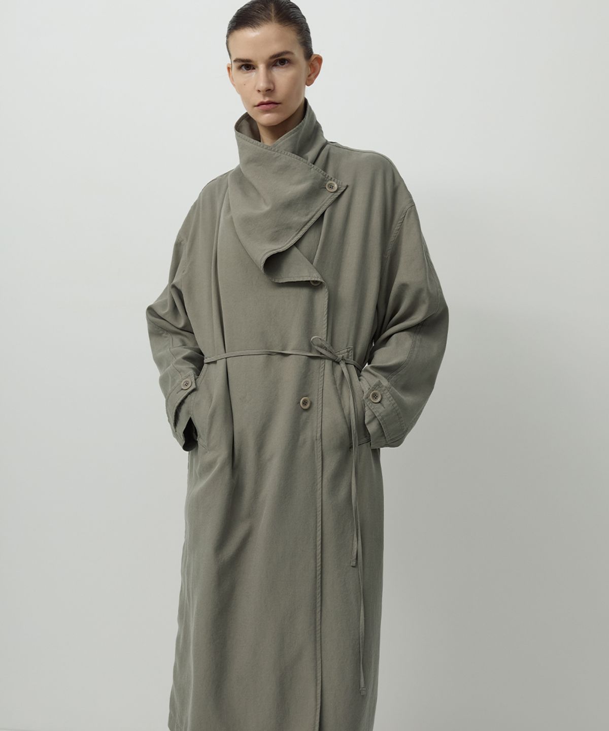 러프사이드 화이트라벨(ROUGH SIDE WHITE LABEL) Drape Coat Mud
