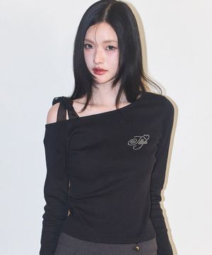 시어 원숄더 롱슬리브 블랙