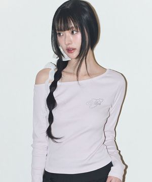 시어 원숄더 롱슬리브 핑크